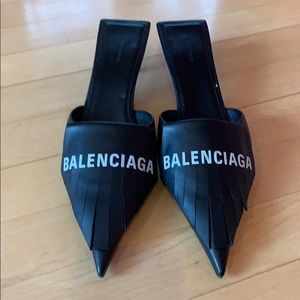 balenciaga fringe mule
